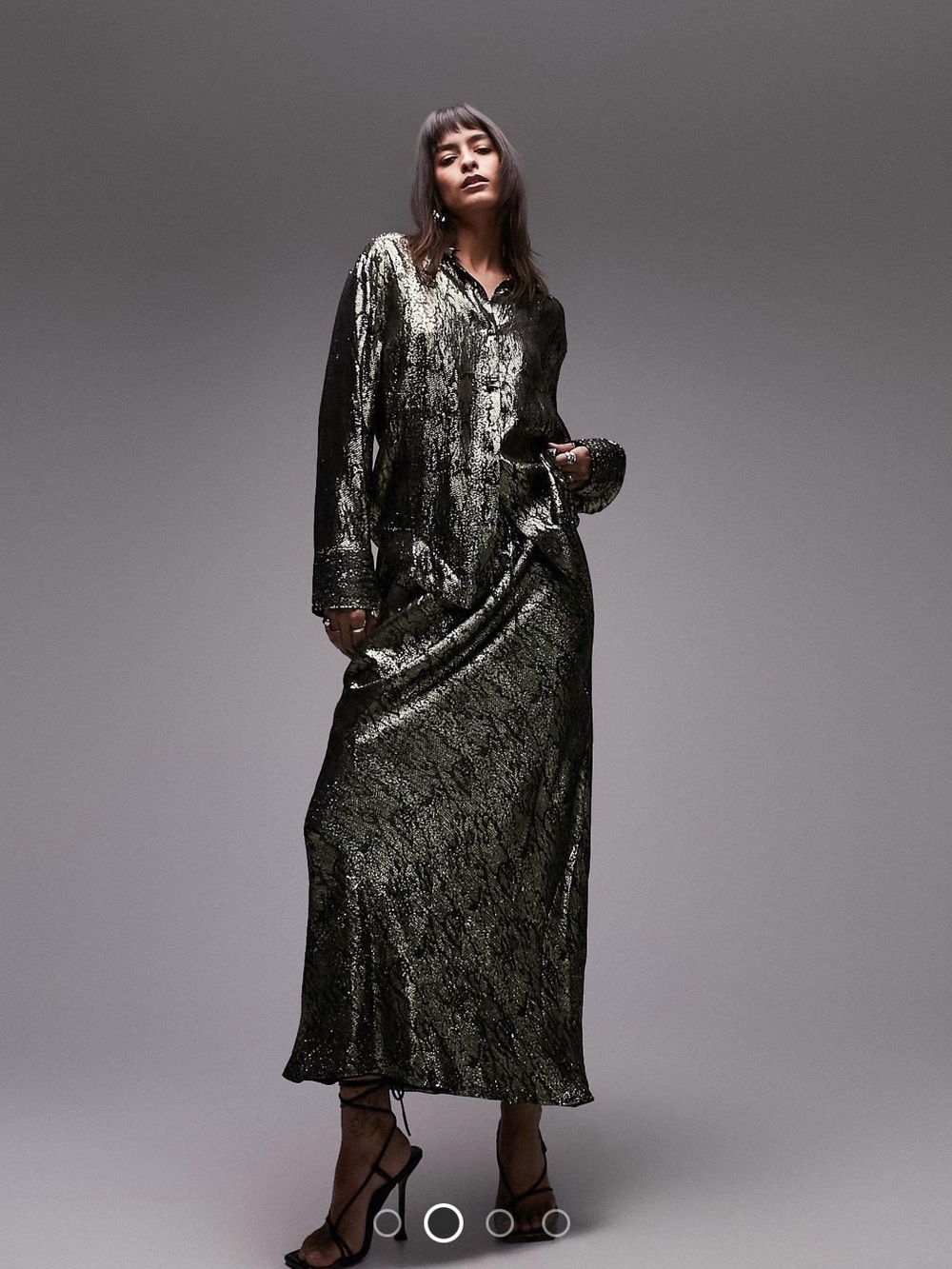 ASOS Black & Gold Metallic Skirt Set